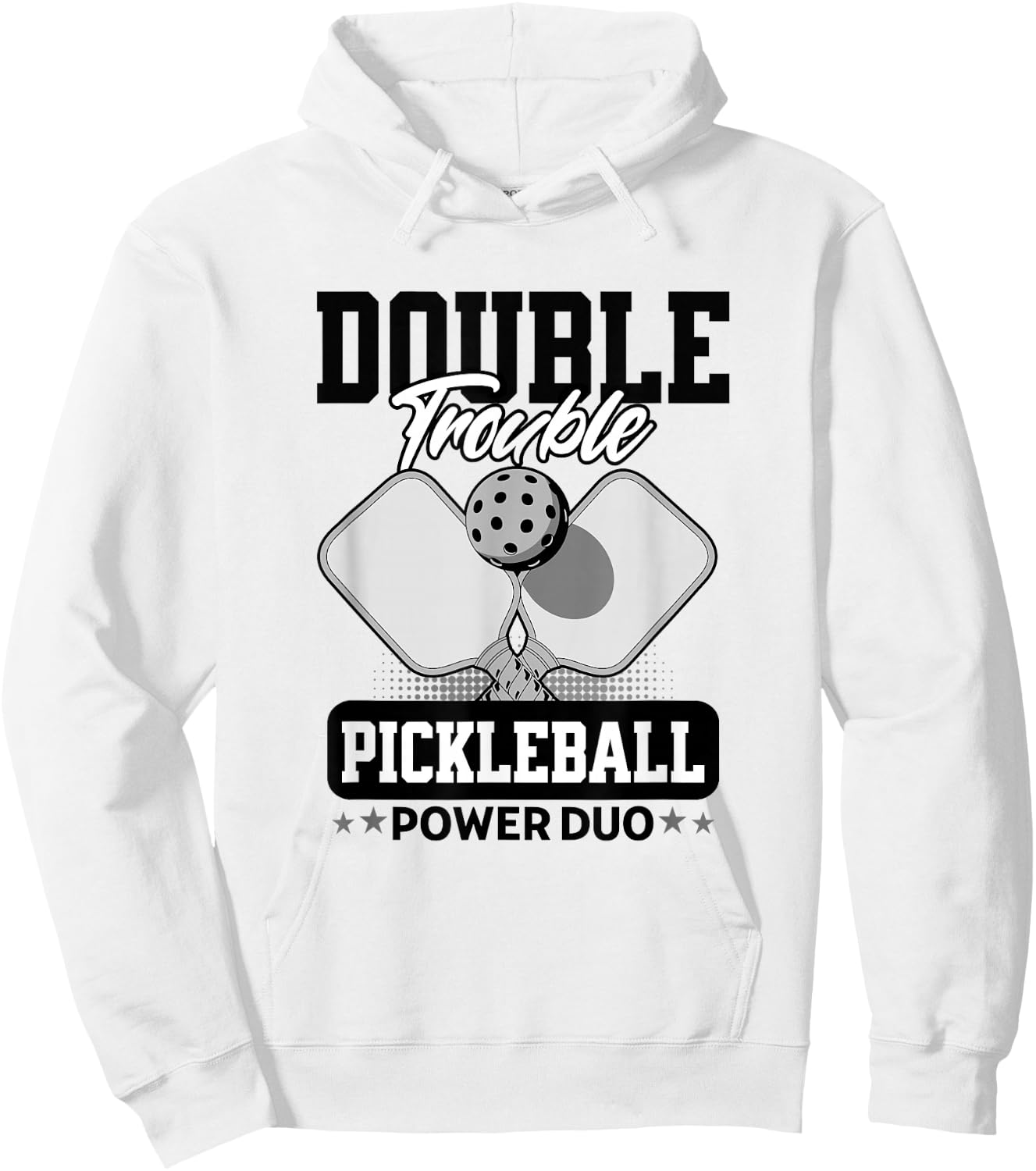 Pickleball Doubles Trouble Tournament Matching Hoodie - Hoodie | White