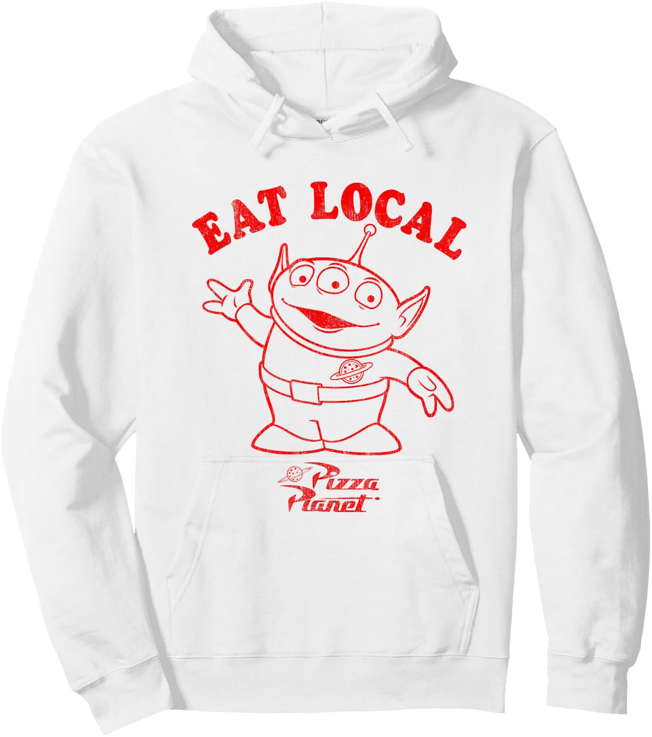 Disney Pixar Toy Story Pizza Planet Alien Eat Local Hoodie - Hoodie | White