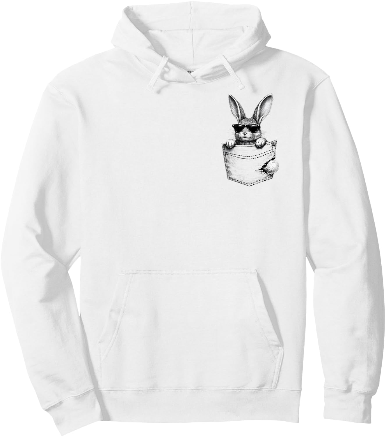 Cute and Funny Bunny in a Fake Pocket Rabbit Hoodie - Hoodie | White