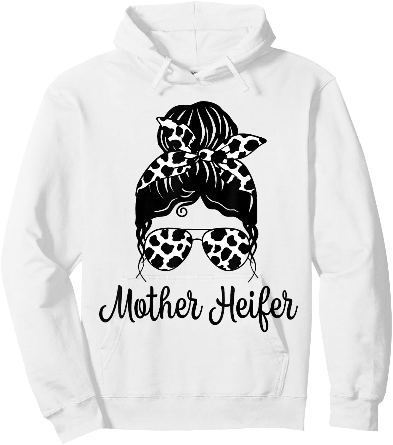 Messy Bun Mother Heifer Farmer Cow Mom Farming Cows Women Hoodie - Hoodie | White