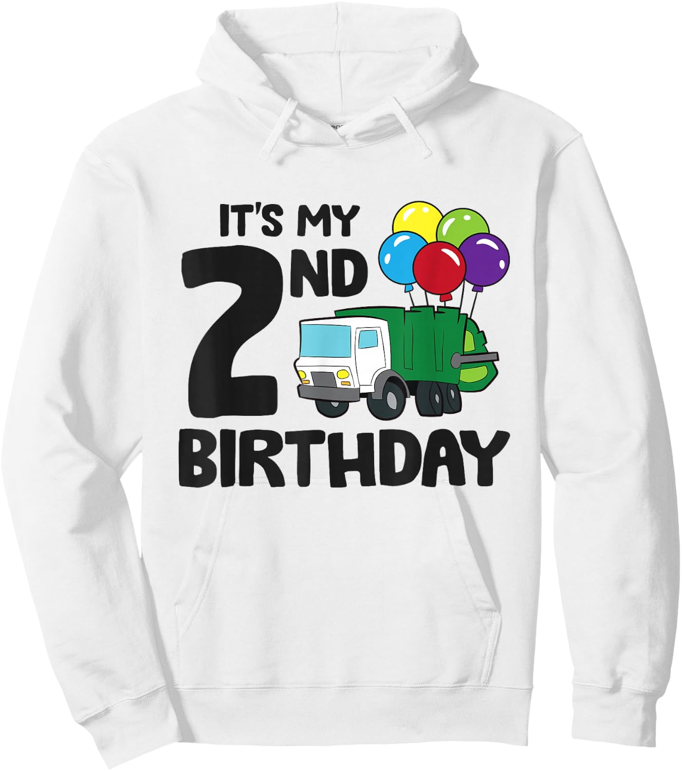 It's My 2nd Birthday Garbage Truck Trash Truck 2nd Birthday Hoodie - Hoodie | White