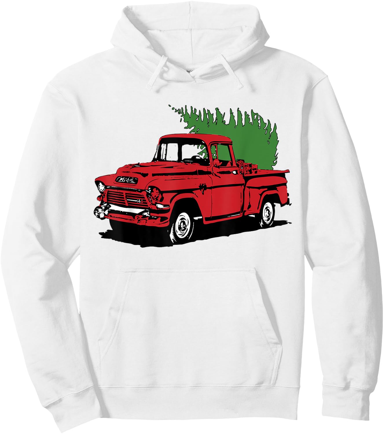 Vintage Christmas Old Red Pickup Truck Tree Holiday Gift Hoodie - Hoodie | White