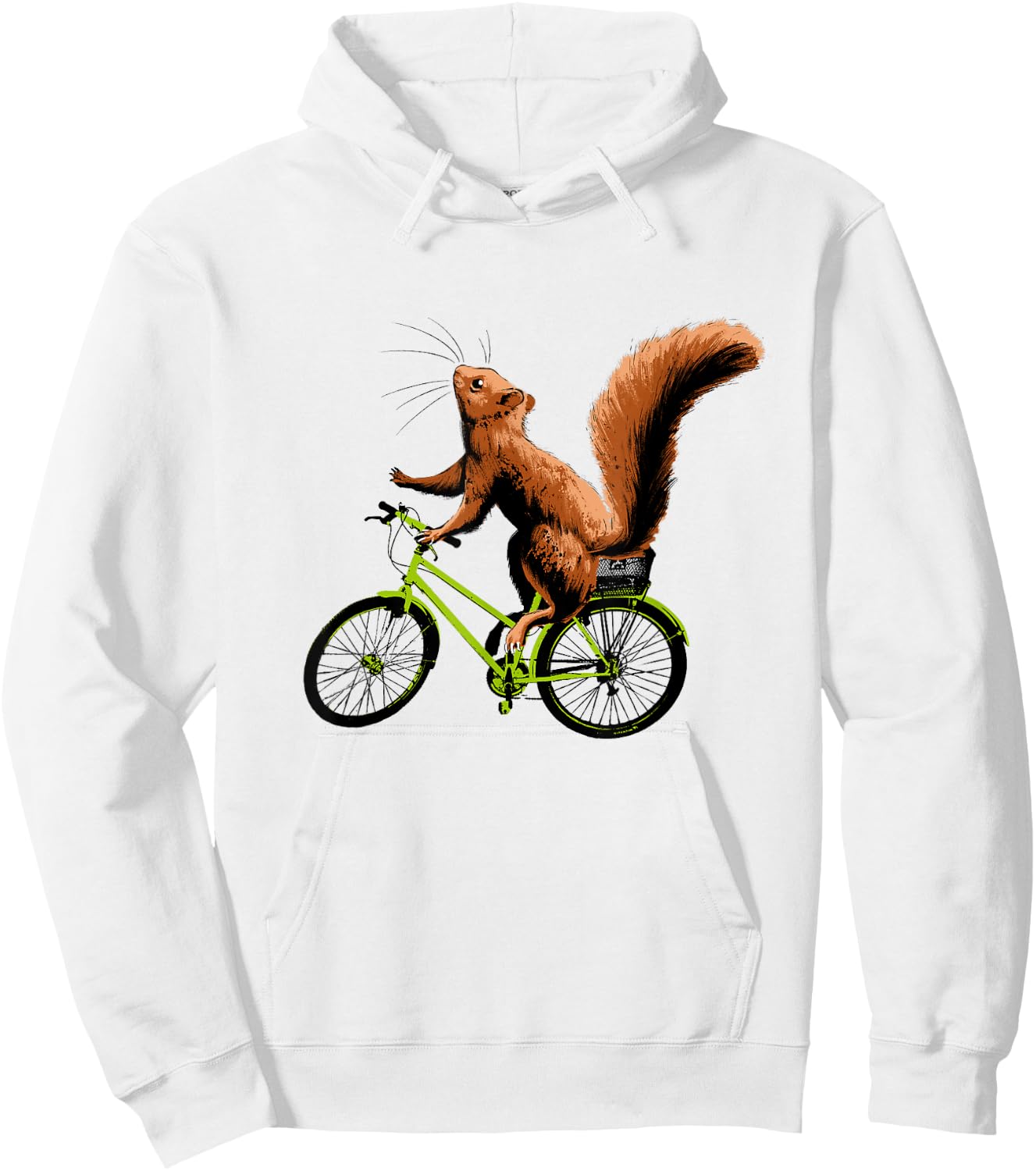 Squirrel Riding a Bicycle - Funny Cycling Shirt Hoodie - Hoodie | White