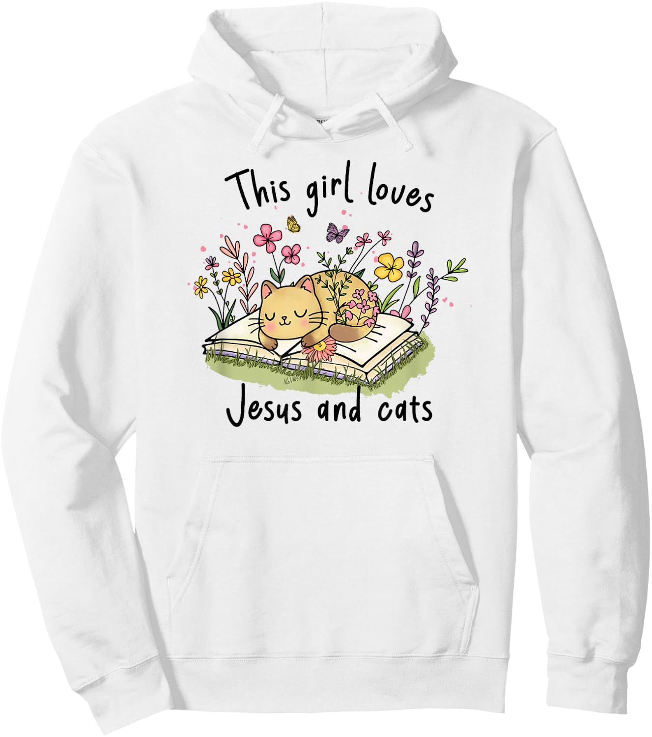 This Girl Loves Jesus And Cats Cute Christian Hoodie - Hoodie | White