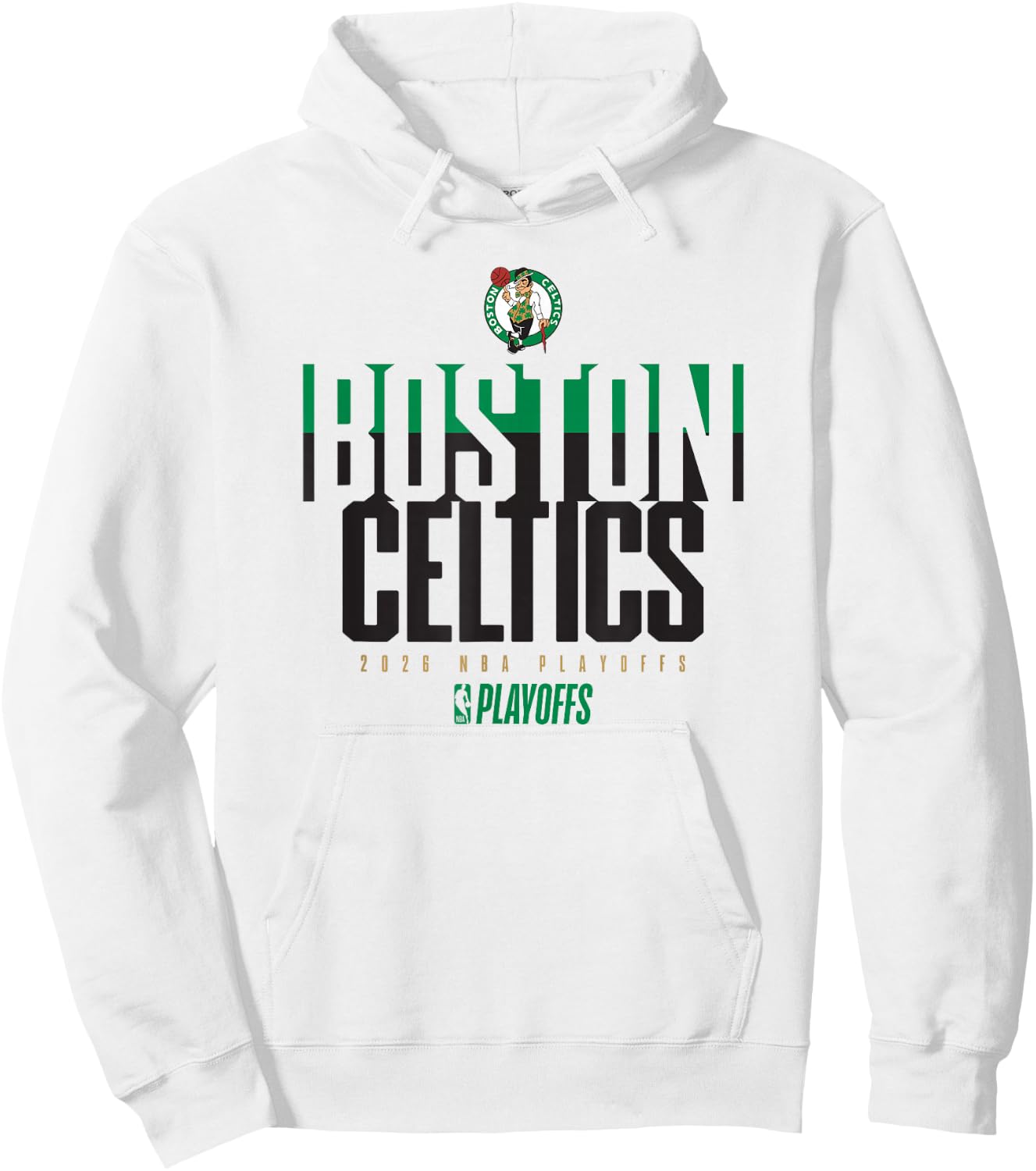 NBA Official 2026 Playoffs Boston Celtics Stacked Up Hoodie - Hoodie | White