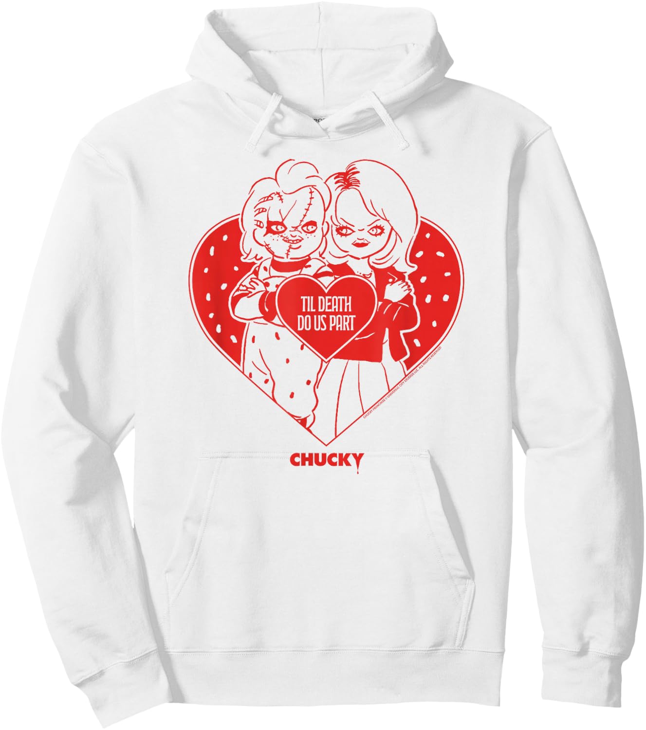 Chucky & Tiffany Til Death Do Us Part Valentine Hoodie - Hoodie | White