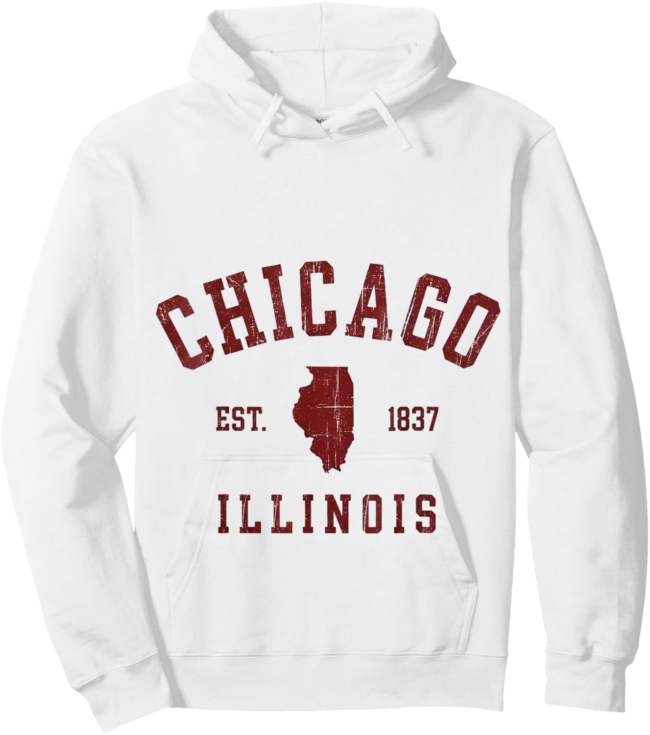 Chicago Illinois Est 1837 Vintage Style Hoodie - Hoodie | White