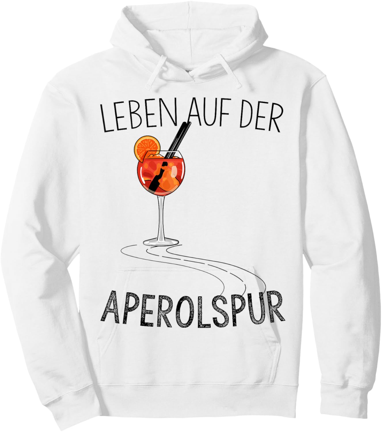with German Text "Leben auf der APEROLSPUR" [Life, White Hoodie - Hoodie | White