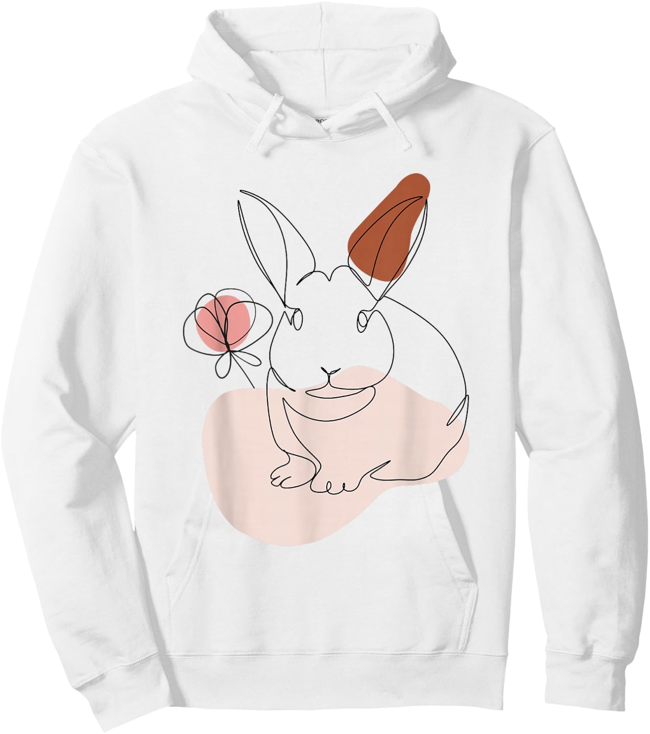 Rabbit Line Art Abstract Minimalist Bunny Face Hoodie - Hoodie | White