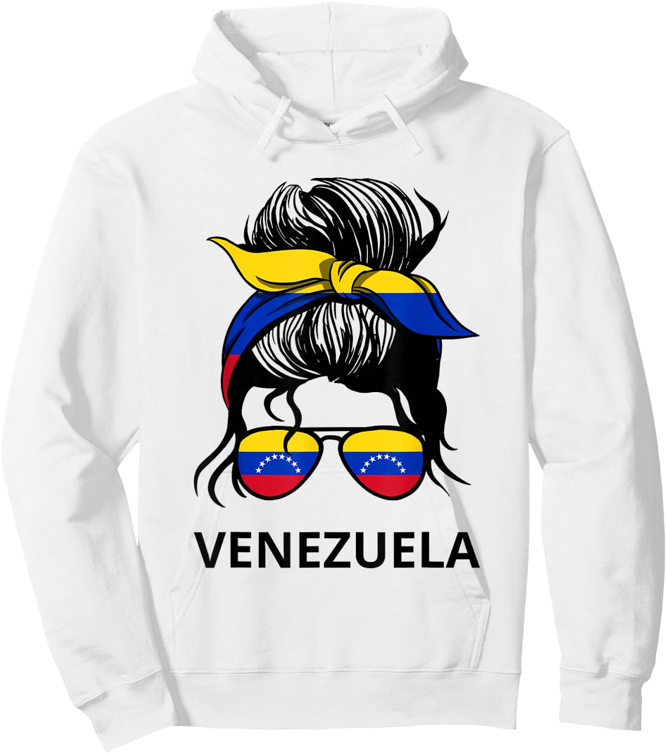 Messy Bun Girl Venezuela Pride Latina Venezuelan Women Hoodie - Hoodie | White