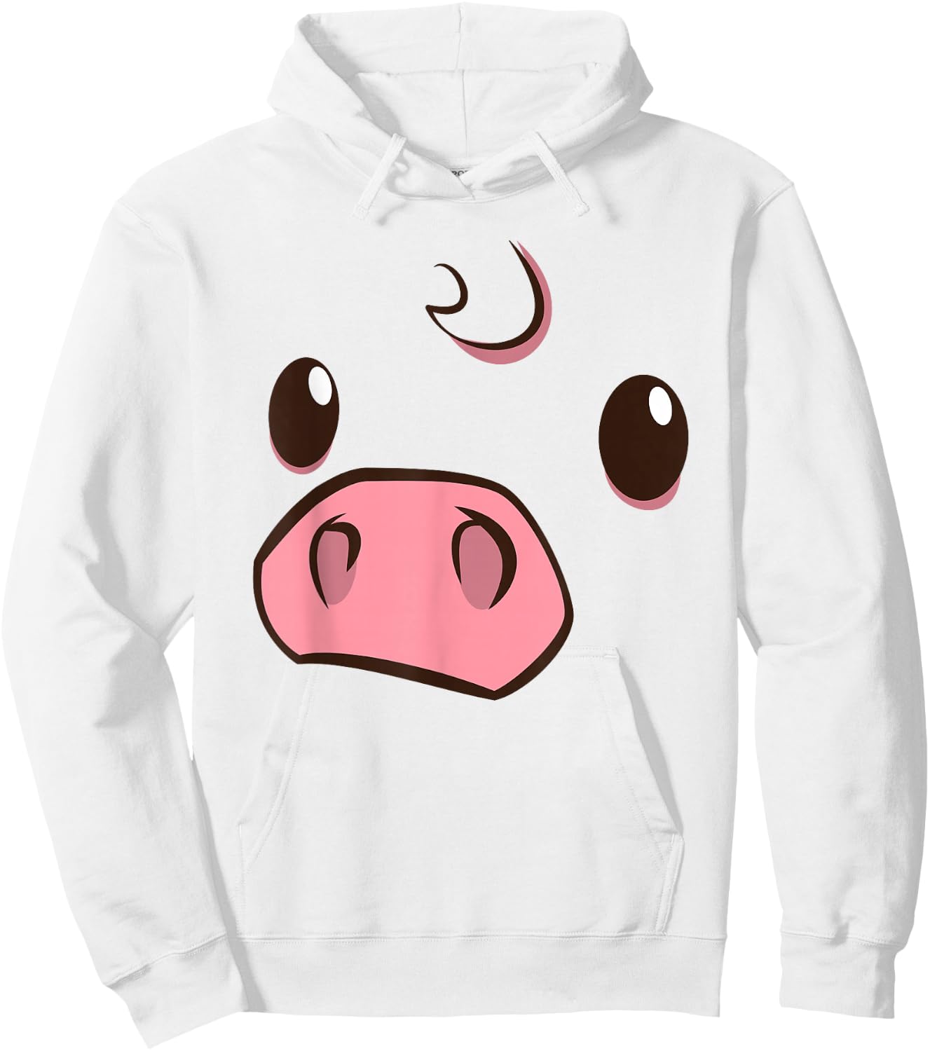 Cute Pig Animal Face Disguise Costume Swine Easy Halloween Hoodie - Hoodie | White