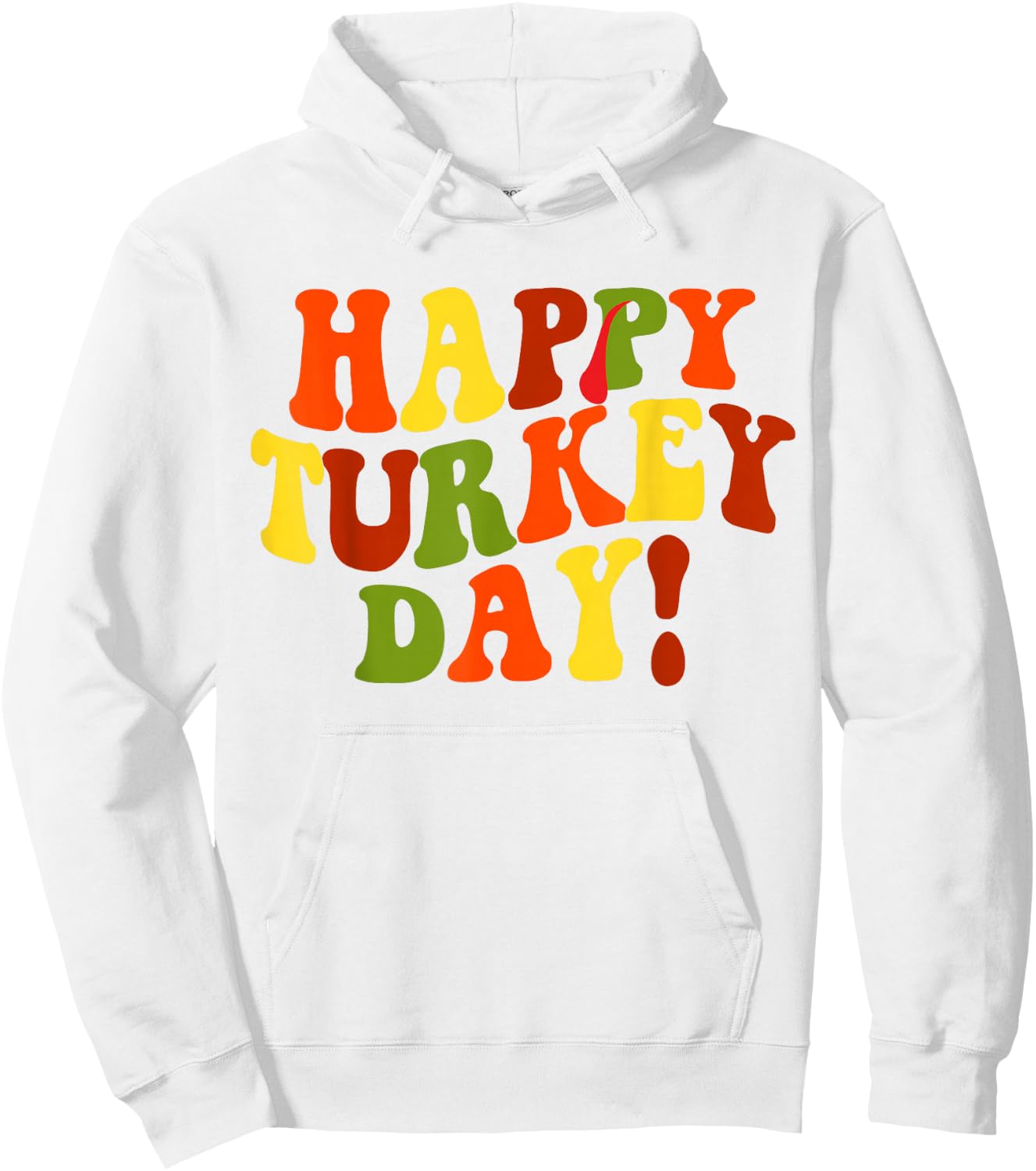 Happy Turkey Day Groovy Thanksgiving Fall Season -Adults Kids Black Small Short Sleeve Thanksgiving Hoodie - Hoodie | White