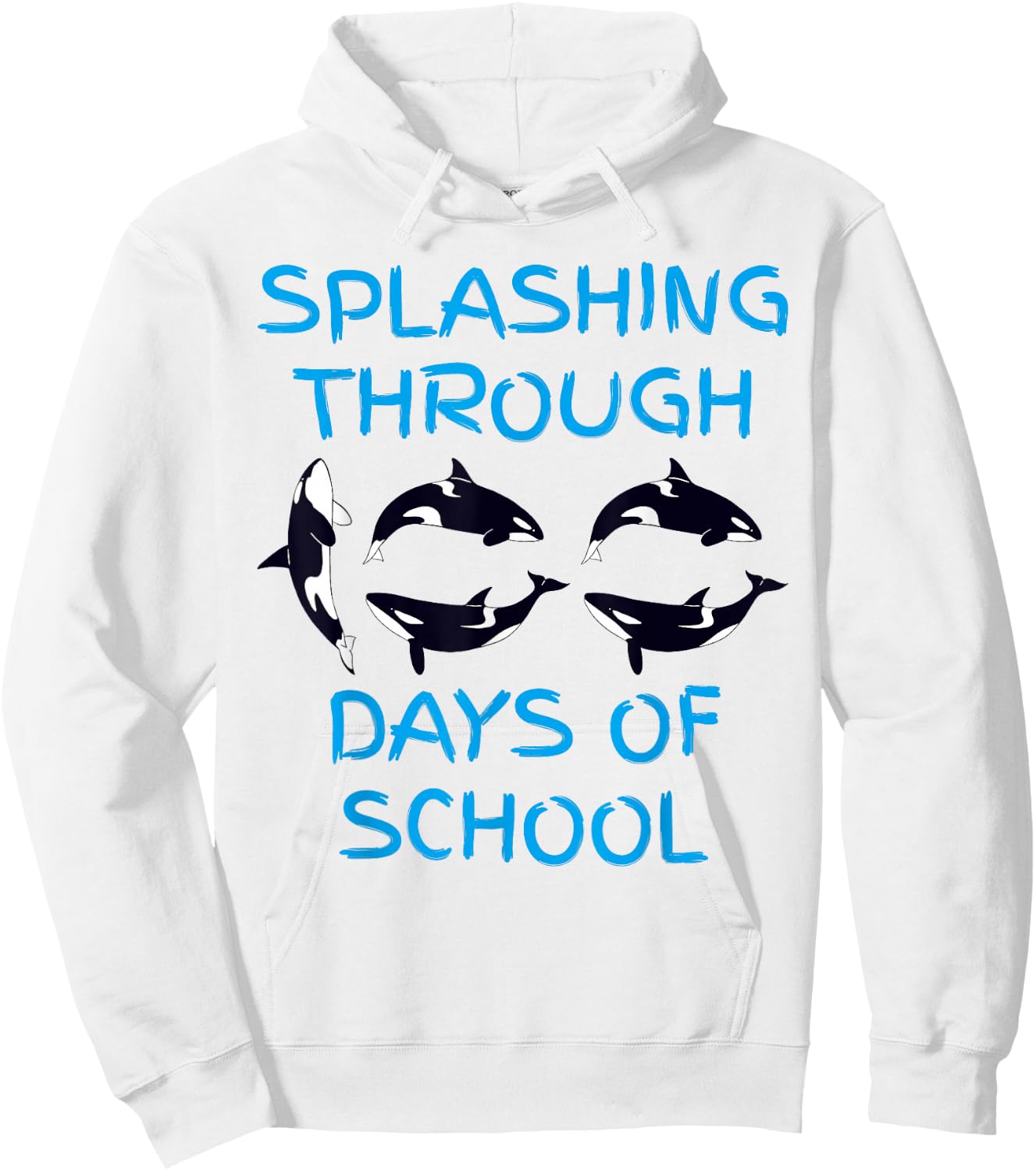 Splashing Through 100 Days of School Orca Killer Whale Kids Hoodie - Hoodie | White