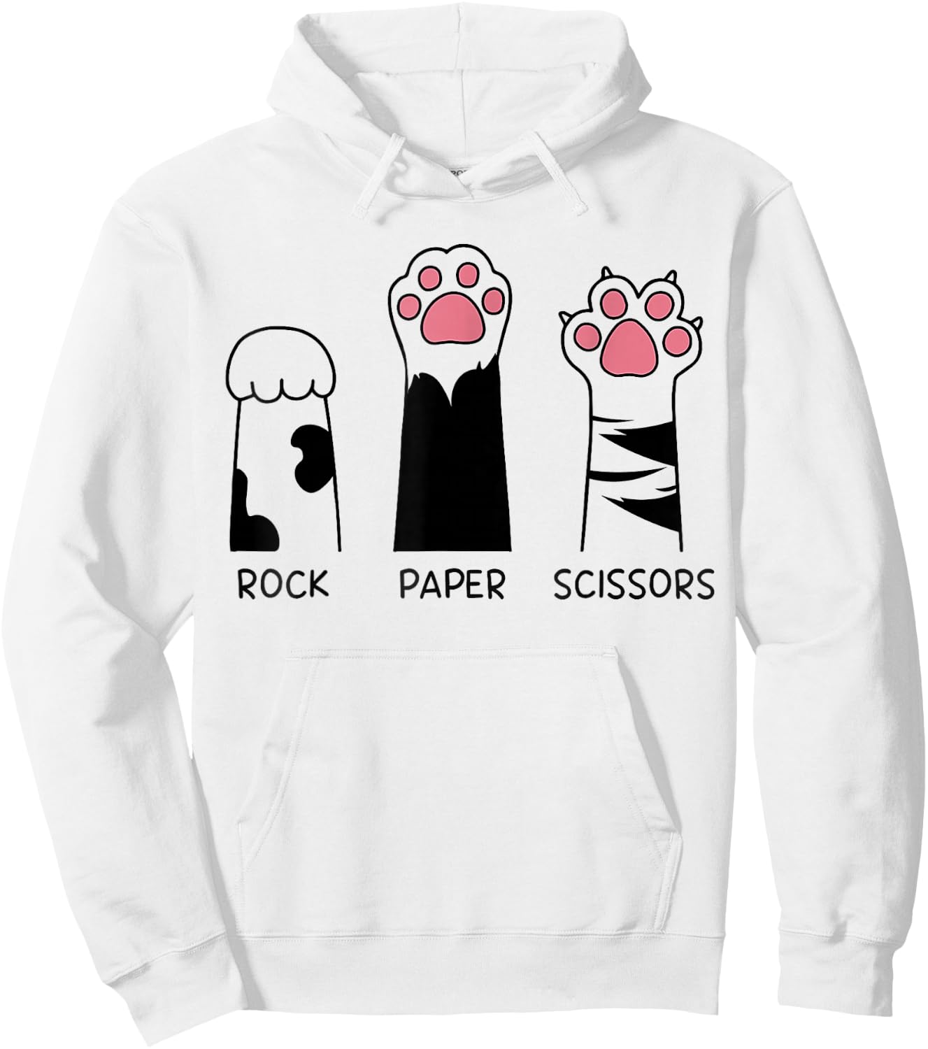 Rock Paper Scissors Cat Paws Cute Kitten Lover Cat Hoodie - Hoodie | White