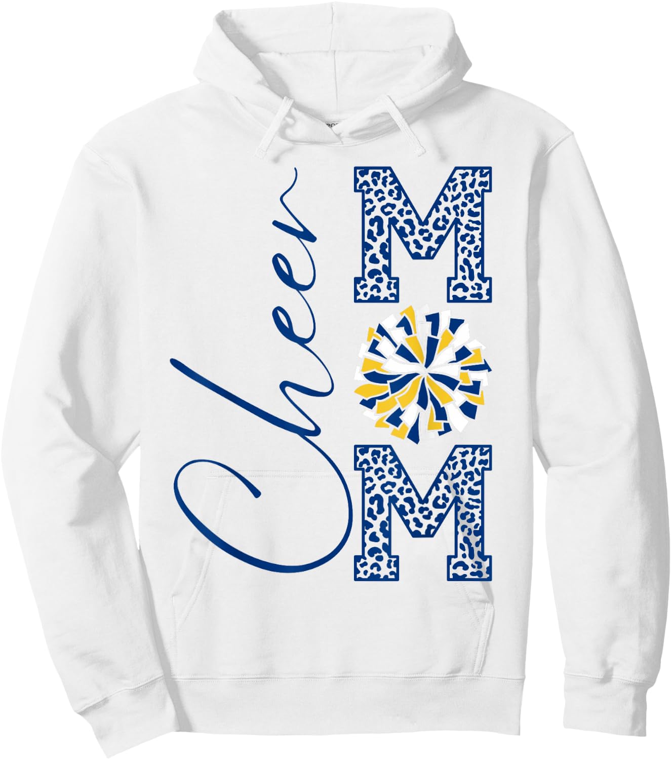 Cheer Mom | Blue, Gold, White | Leopard Print , grey, S Hoodie - Hoodie | White
