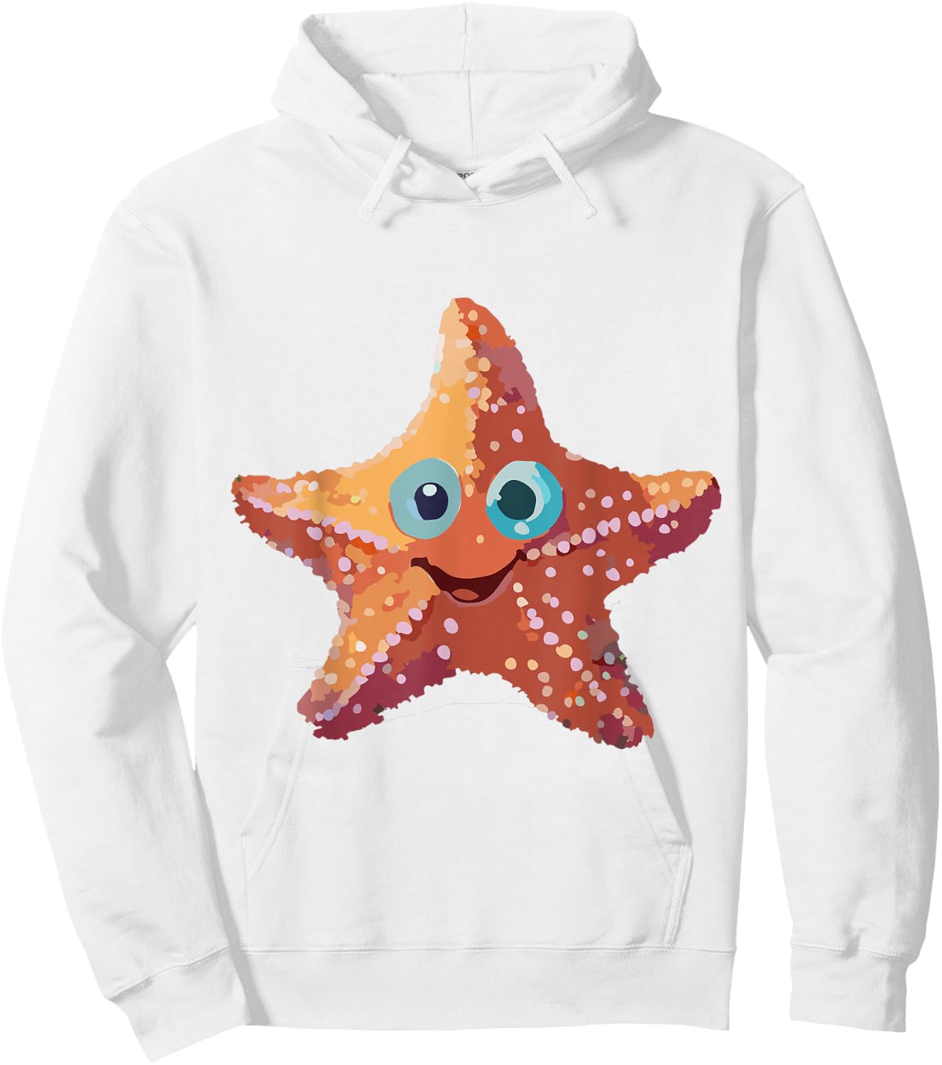 Starfish Orange with Face Hoodie - Hoodie | White