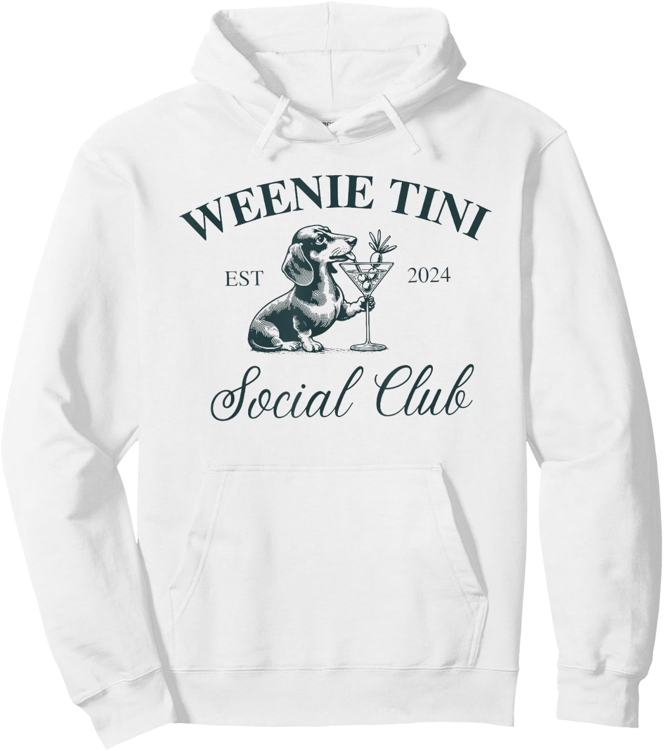 Weenie Tini Social Club, Dachshund Weiner Dog Hoodie - Hoodie | White
