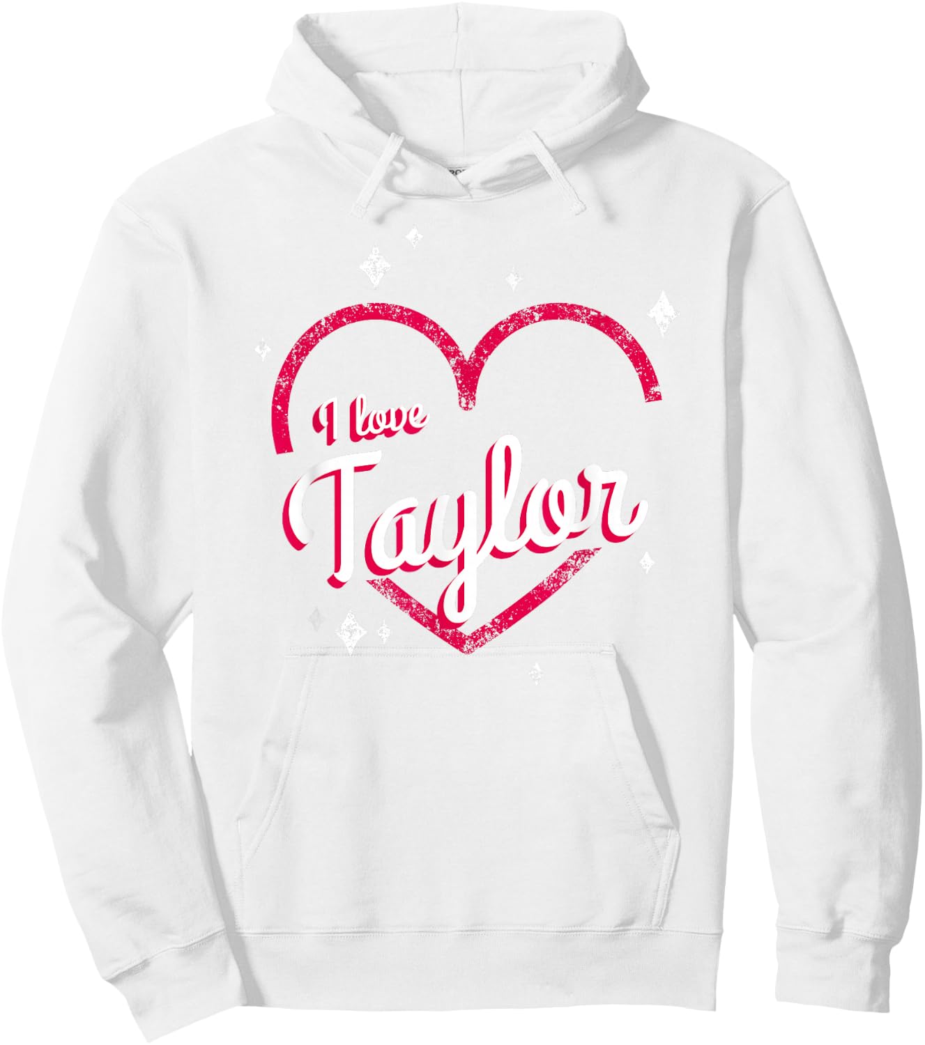 Pink Heart Graphic I Love Taylor , pink Hoodie - Hoodie | White