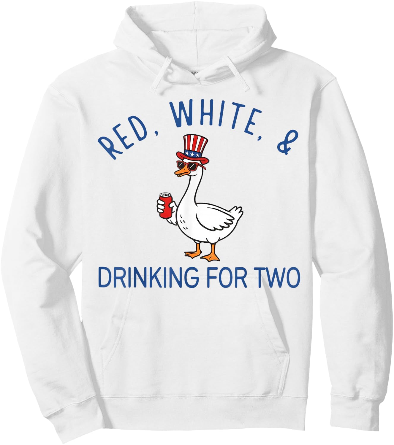 Red White & Drinking for Two Pregnancy Goose Fourth of July Hoodie - Hoodie | White