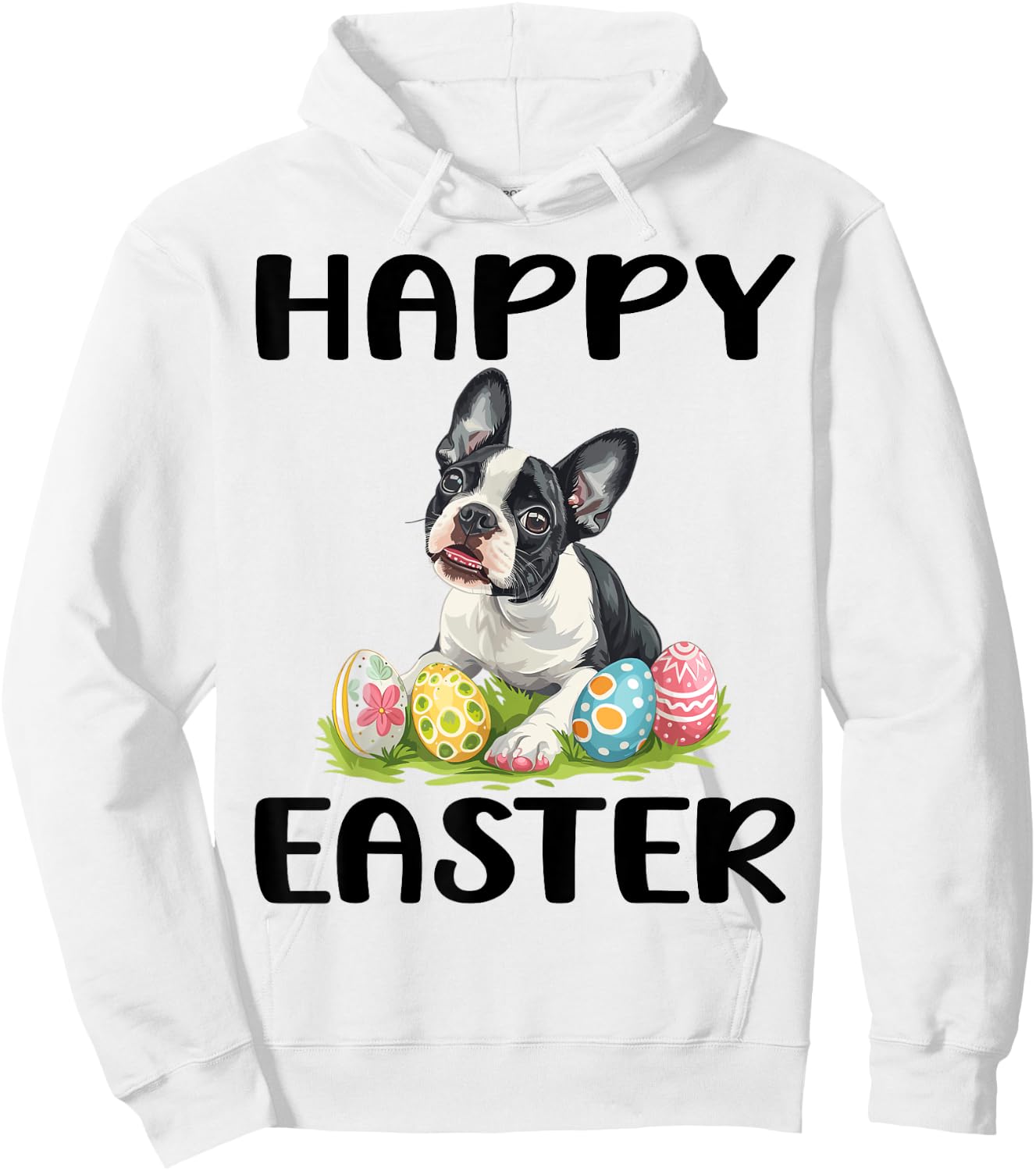 Boston Terrier Dog Breed Happy Easter Men Women Kids Hoodie - Hoodie | White
