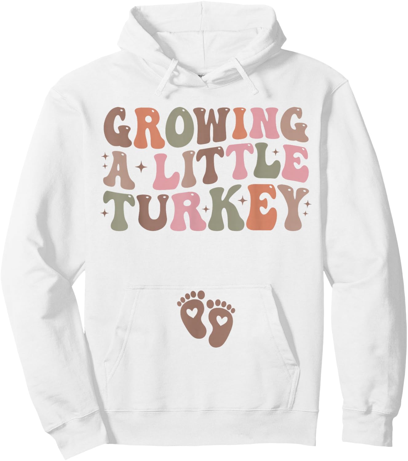 Growing a Little Turkey Thanksgiving Pregnancy Announcement Hoodie - Hoodie | White