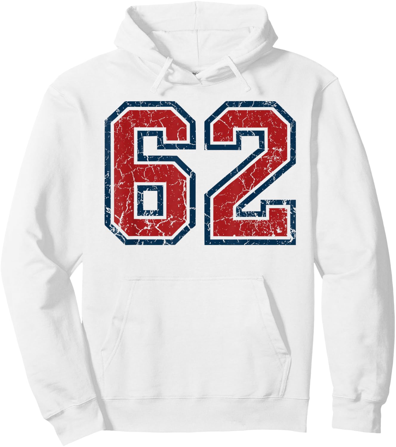 Red and Blue Sports Number 62 Jersey Uniform Player Fan Hoodie - Hoodie | White