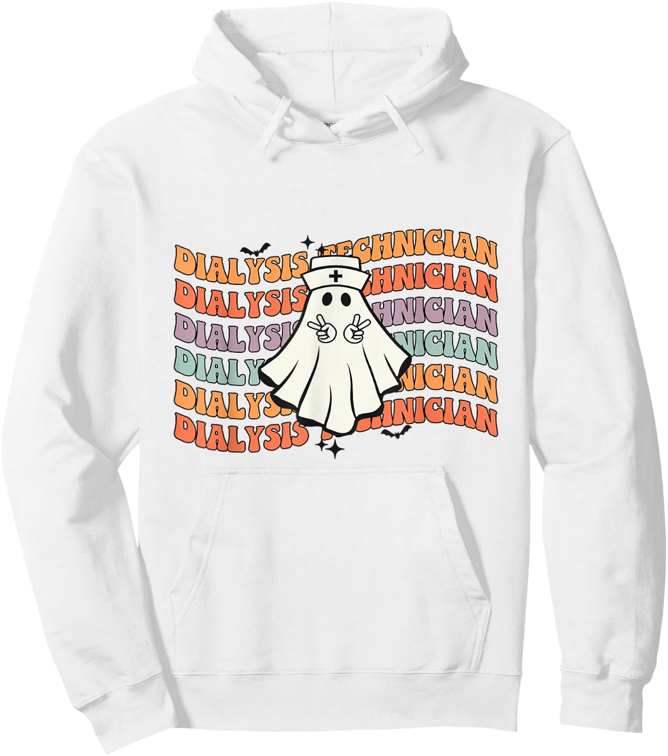 Groovy Dialysis Technician Boo Ghost Halloween Costumes Hoodie - Hoodie | White