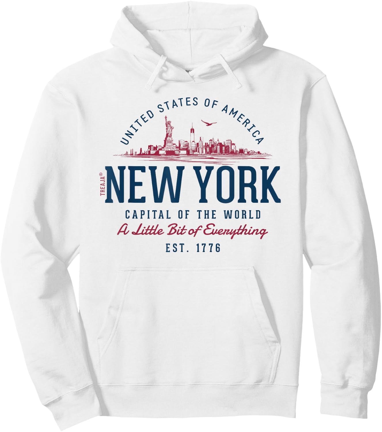 Vintage Look Retro Style United States New York , White Hoodie - Hoodie | White