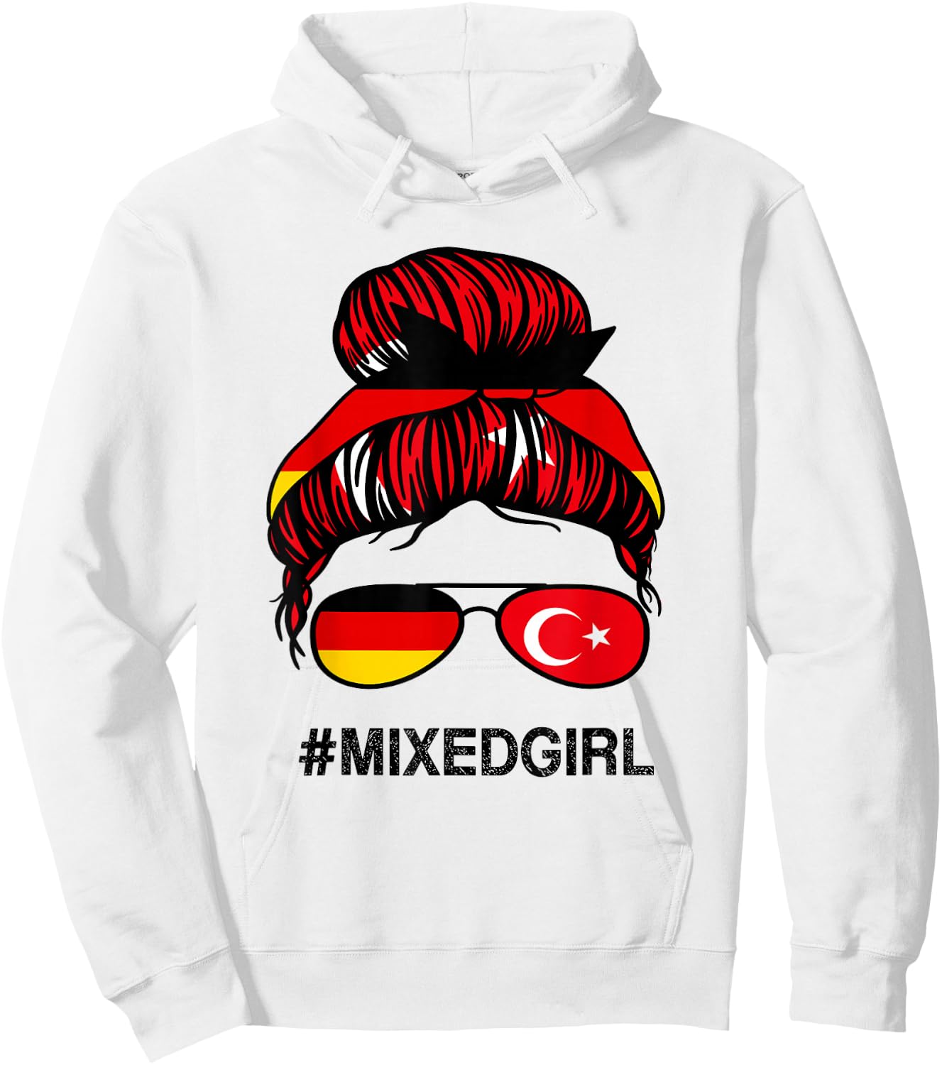 Türkei Deutschland Flagge Türkisch Deutsch Unordentlicher Dutt Hoodie - Hoodie | White