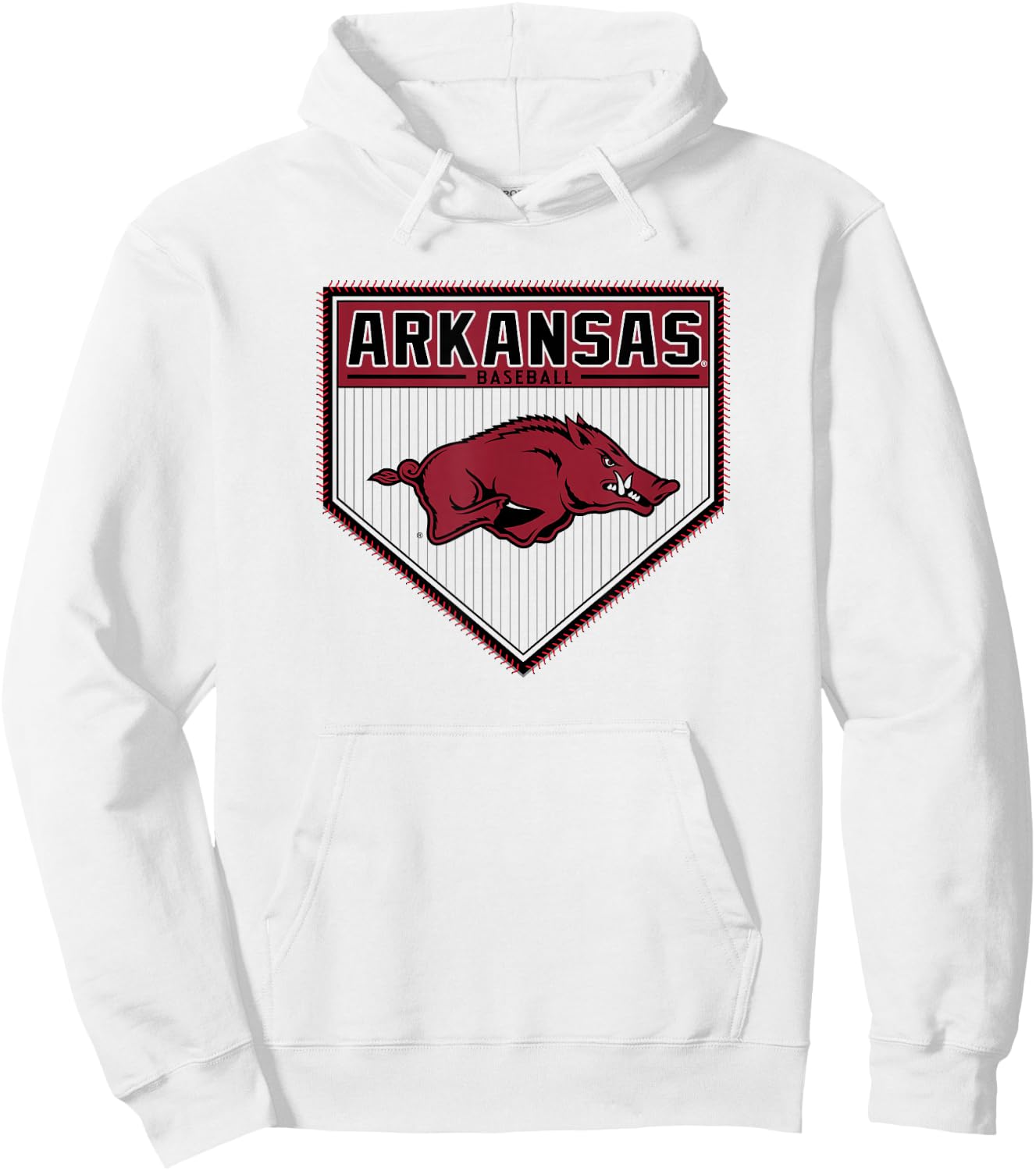 Arkansas Razorbacks Baseball Homeplate White Hoodie - Hoodie | White