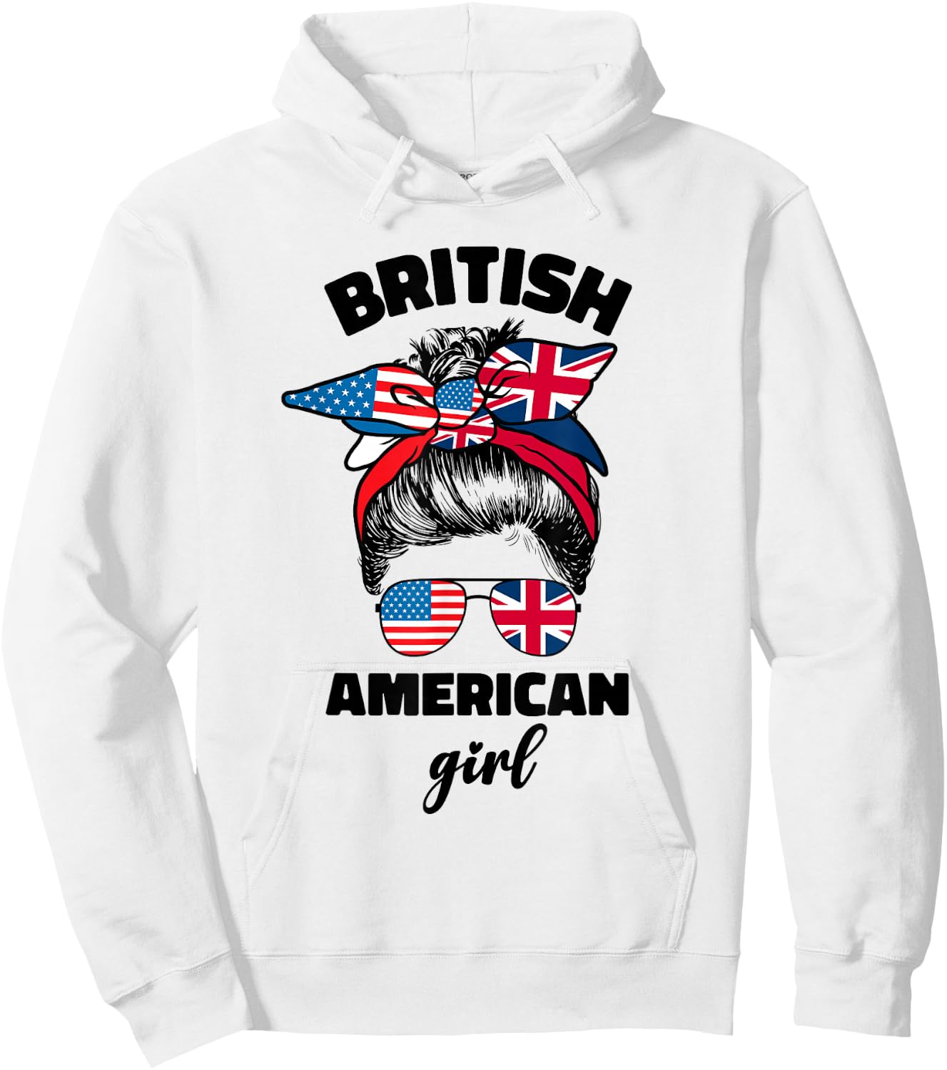 Half American British America Great Britain Uk Usa Flag Girl Hoodie - Hoodie | White