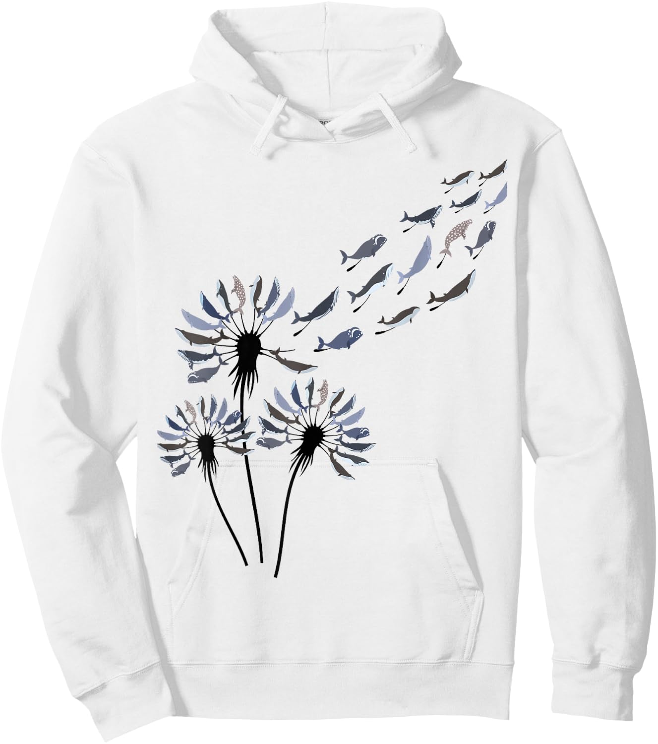 Flower Dandelion Whales Shirt for Whale Lover | Whale Hoodie - Hoodie | White