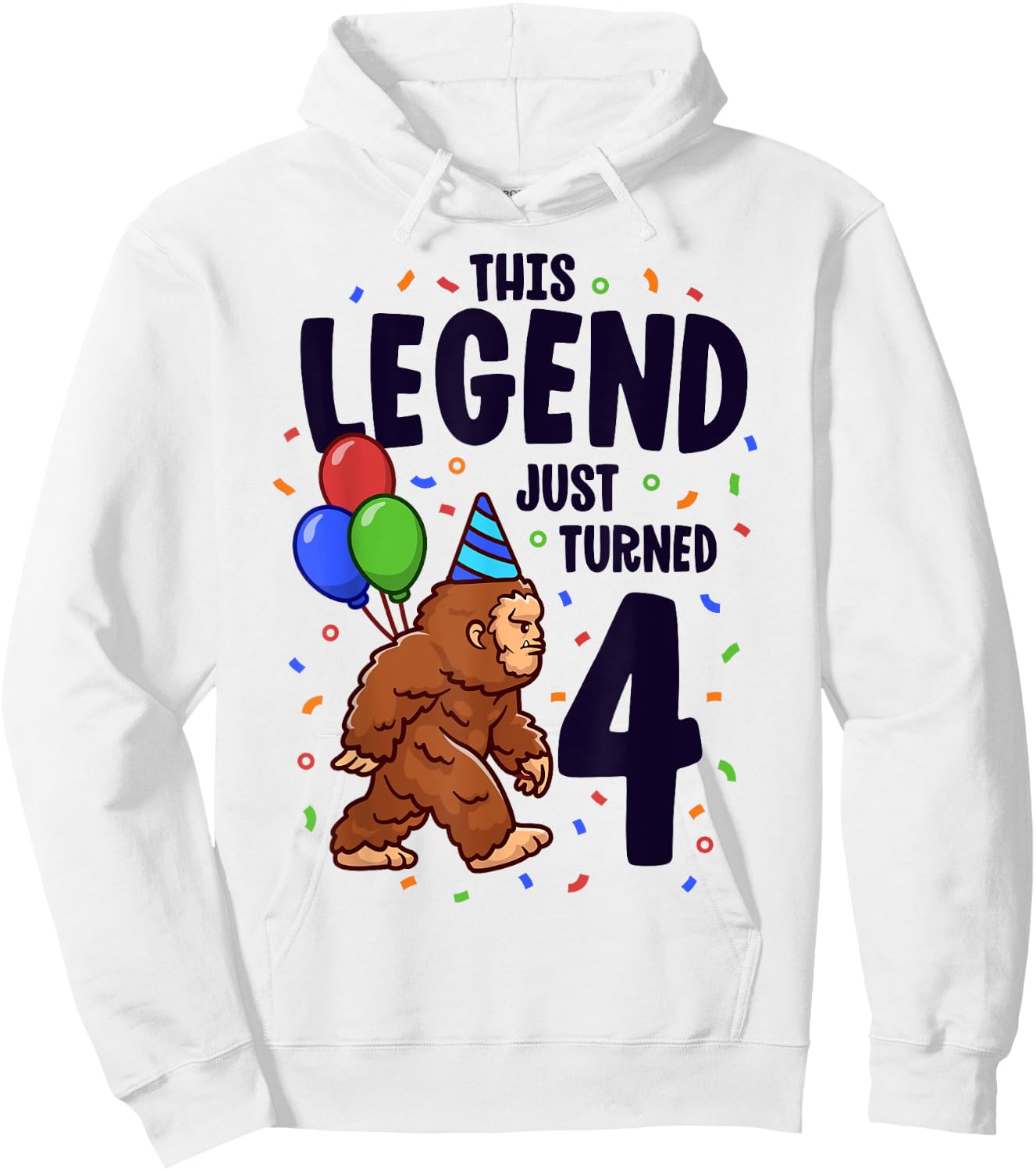 Bigfoot Birthday Party 4 Years Old Sasquatch Theme Boys Hoodie - Hoodie | White