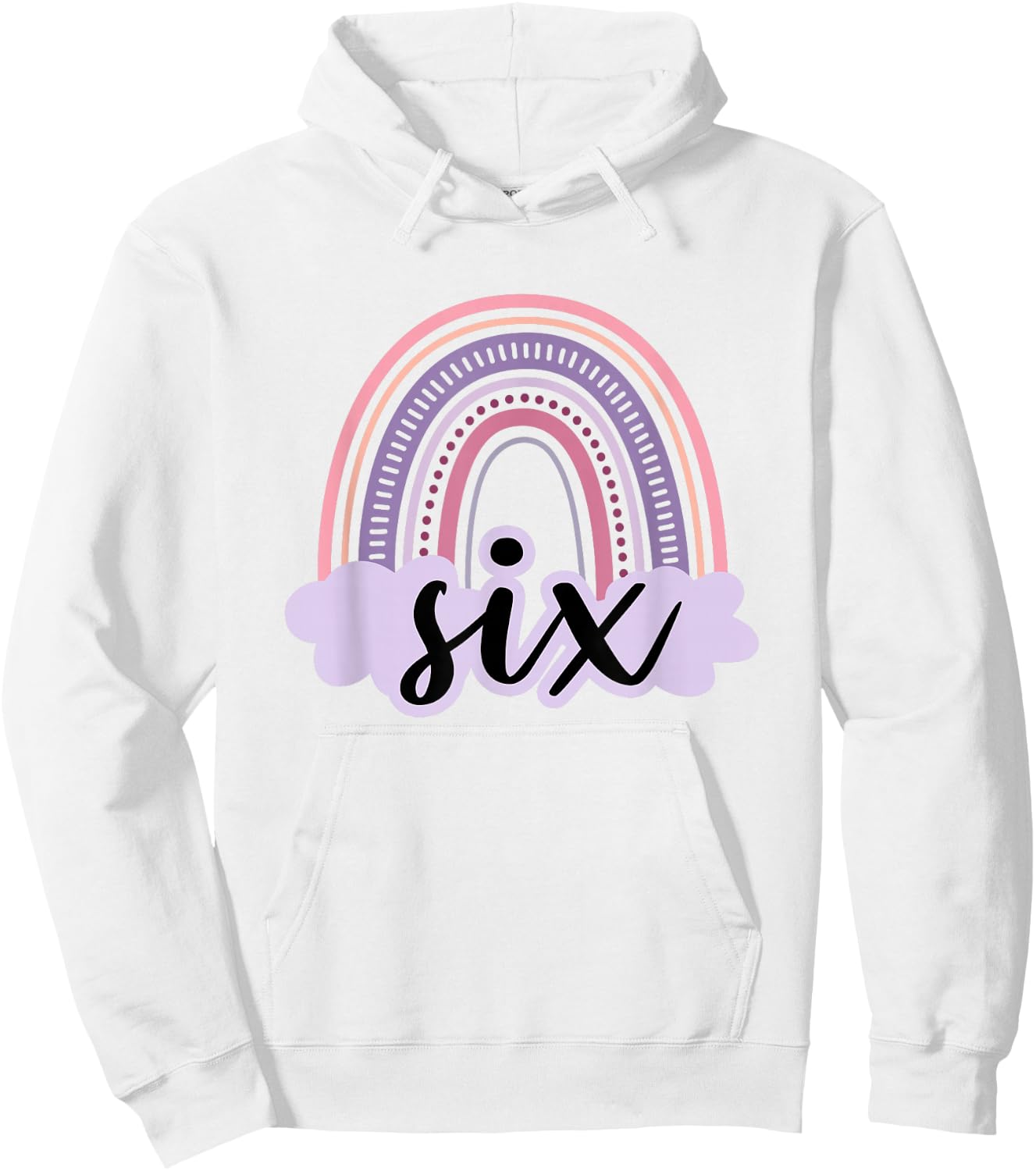 6 Year Old Boho Rainbow Six 6th Birthday Girls Family Party Hoodie - Hoodie | White