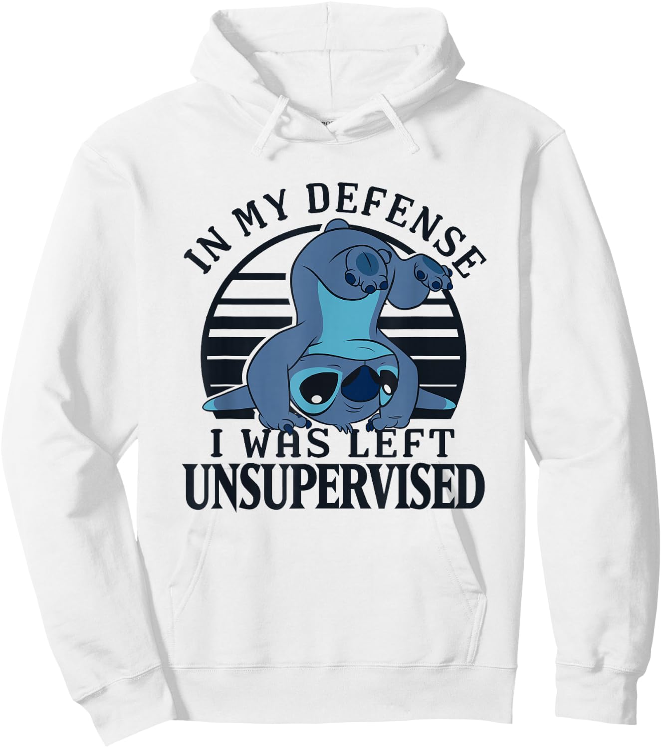 Disney Lilo & Stitch I was Left Unsupervised Retro Stripes Hoodie - Hoodie | White