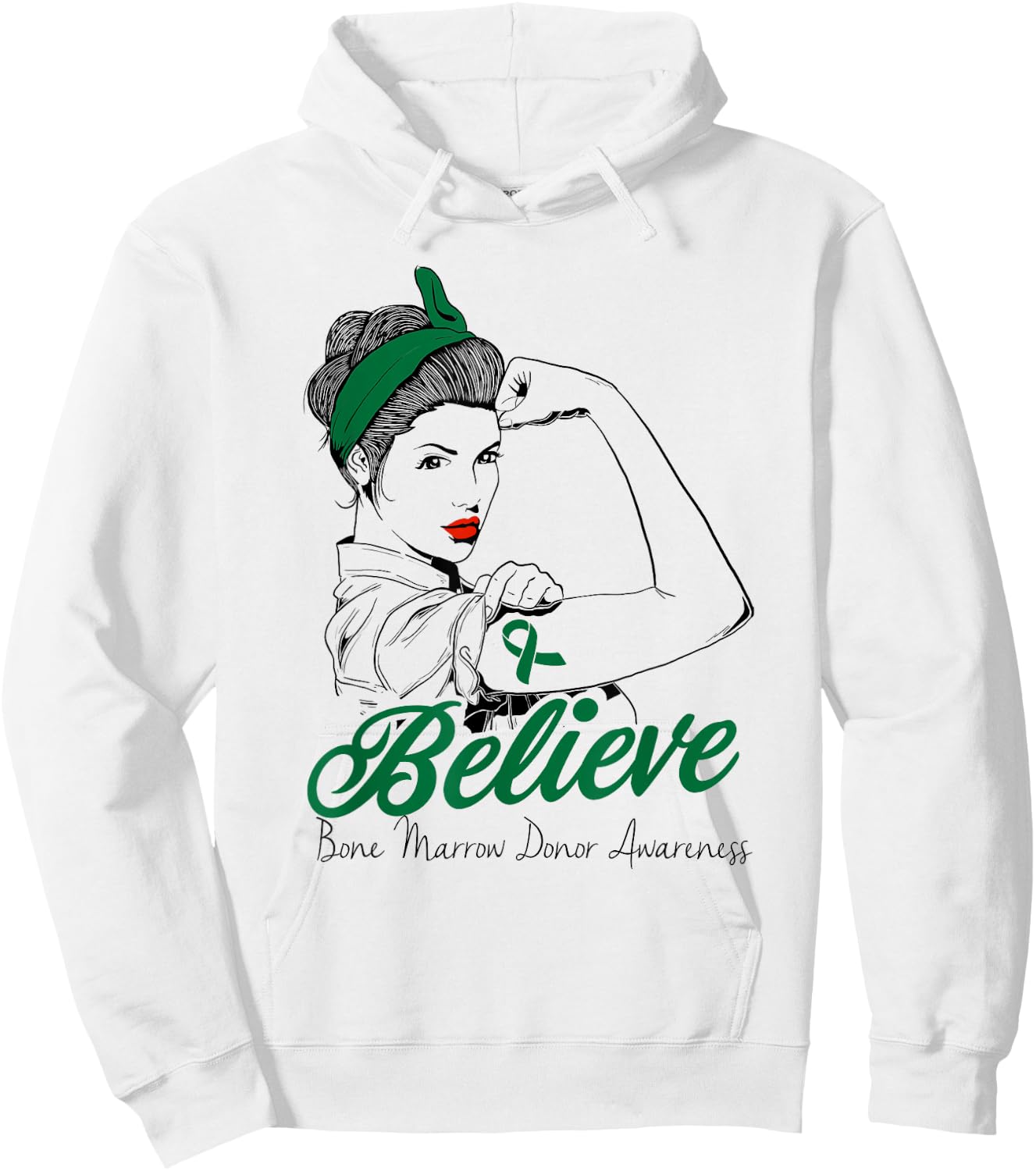 Bone Marrow Donor Unbreakable Green Ribbon Superhero Gift Hoodie - Hoodie | White