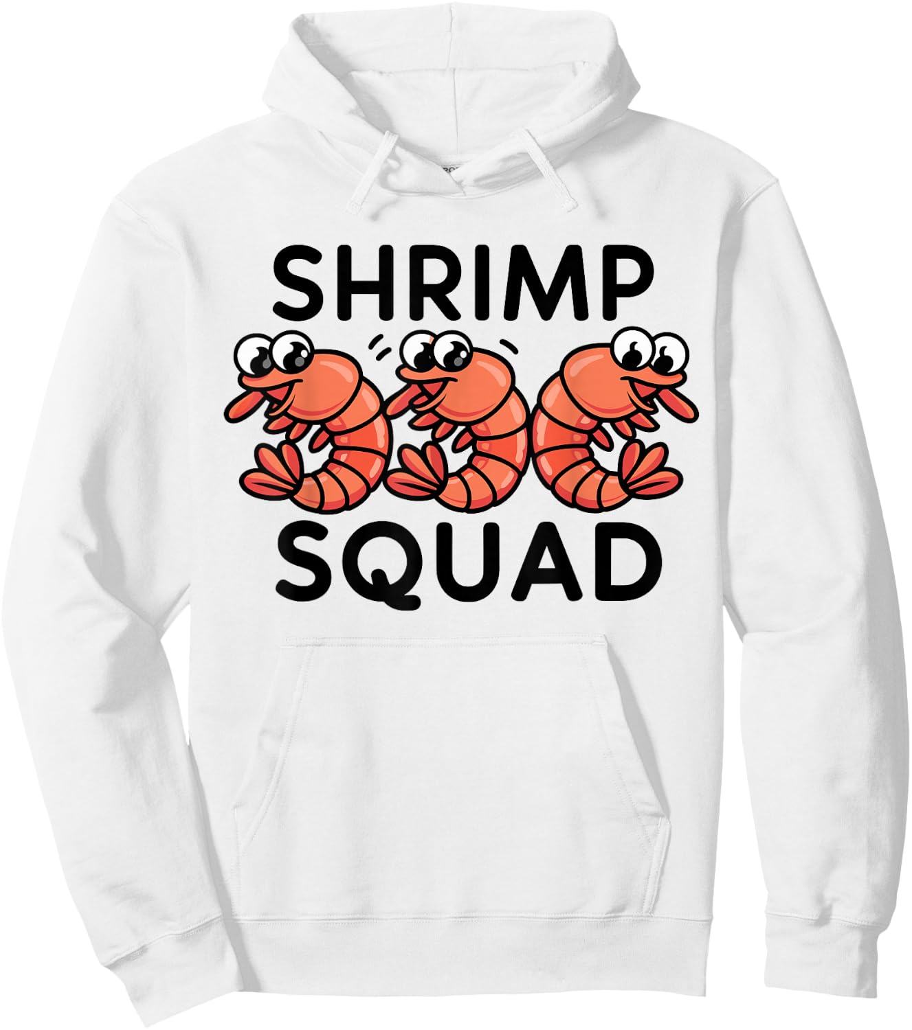Shrimp Squad Funny Ocean Cuisine Cartoon Graphic Seafood Hoodie - Hoodie | White
