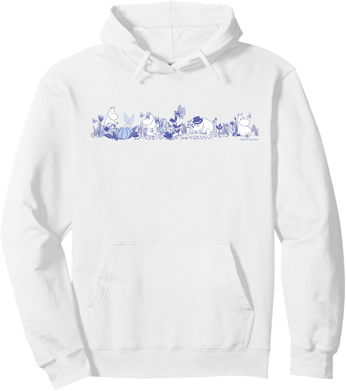 Moomin Moomintroll and Co in Nature Blue Print , gray Hoodie - Hoodie | White