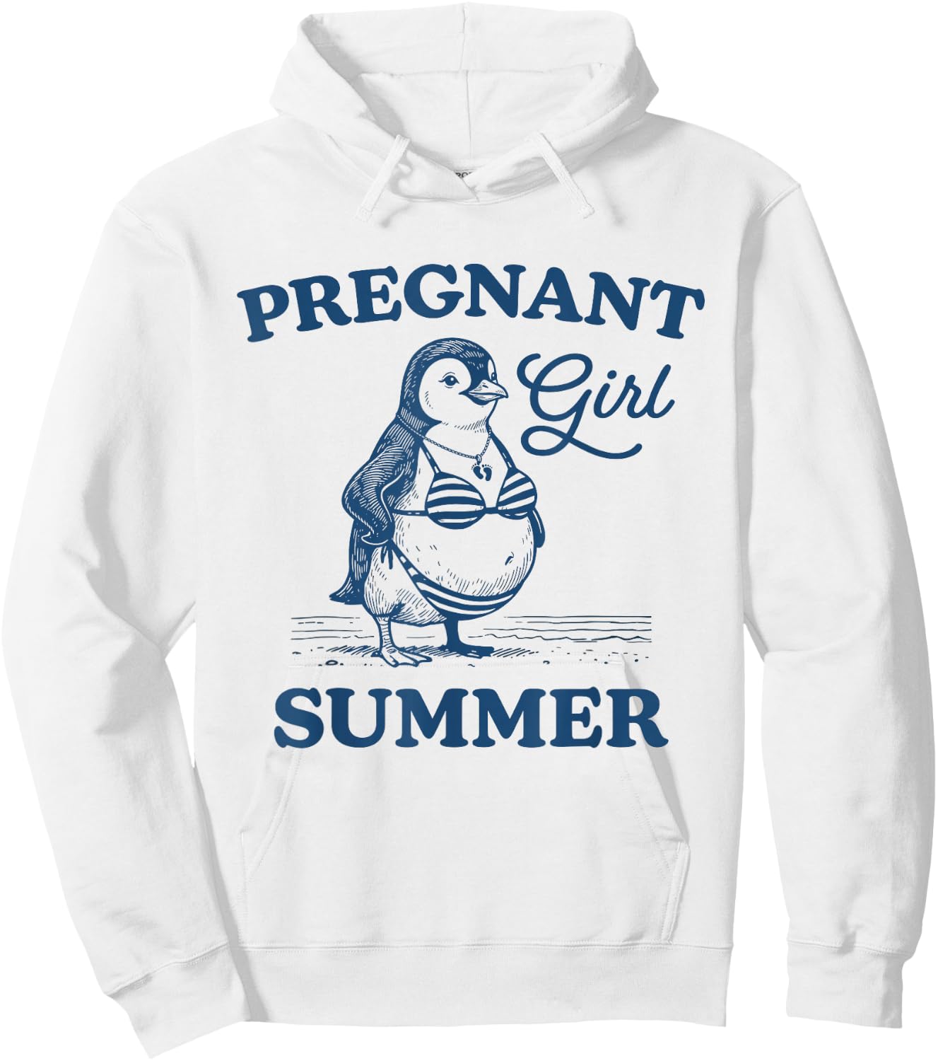 Pregnant Girl Summer Funny Baby Announcement Penguin Mom Hoodie - Hoodie | White