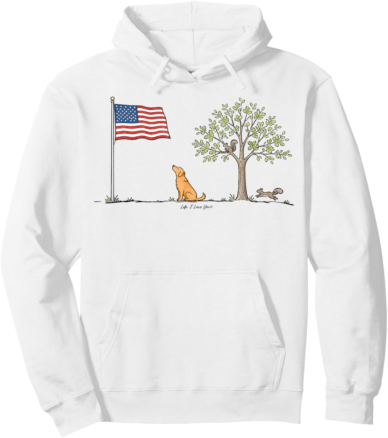 Patriotic American Flag Dog Lovers 4th of July Hoodie - Hoodie | White