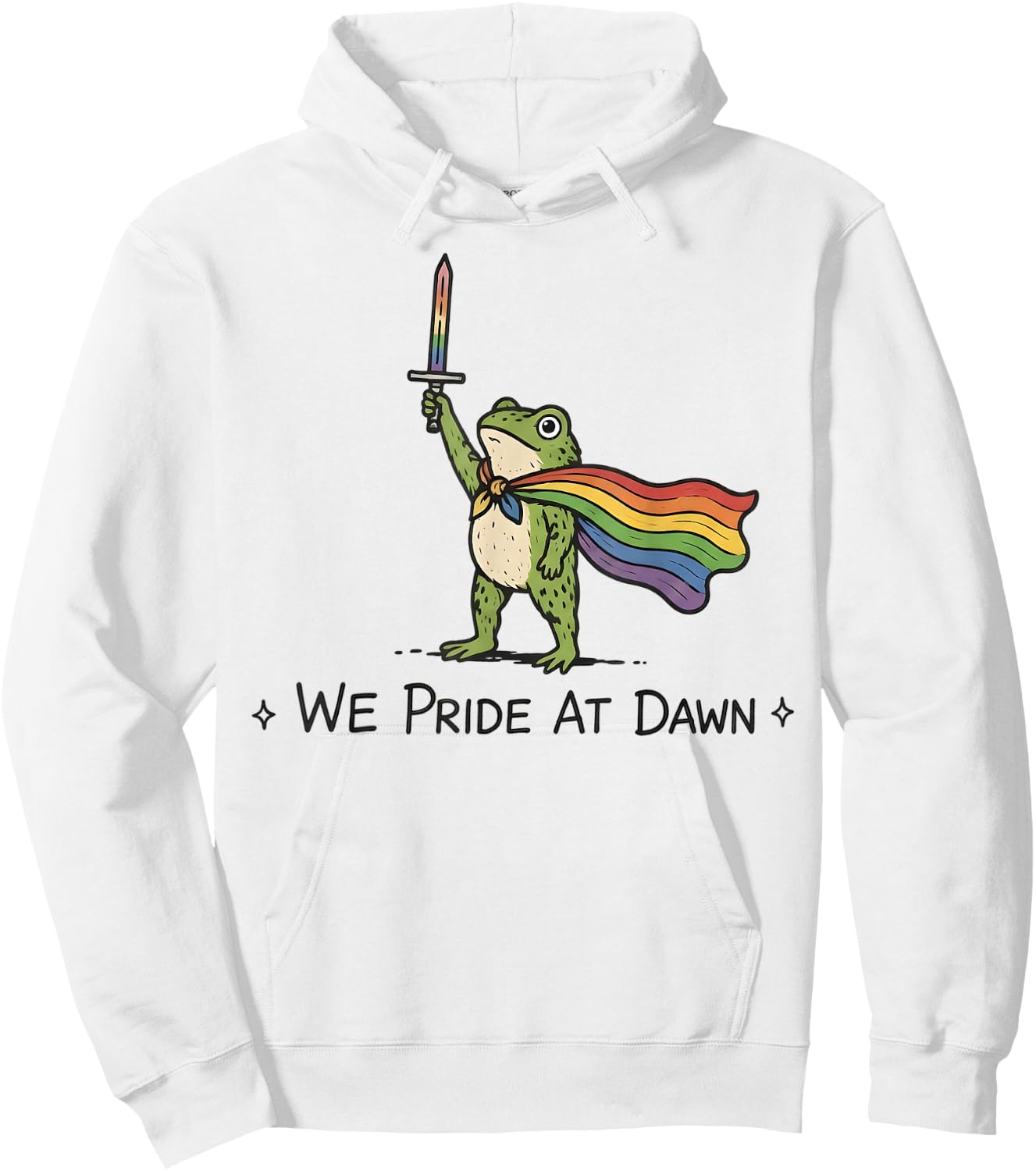 Funny Frog We Pride At Dawn Rainbow Flag LGBT Pride Month Hoodie - Hoodie | White