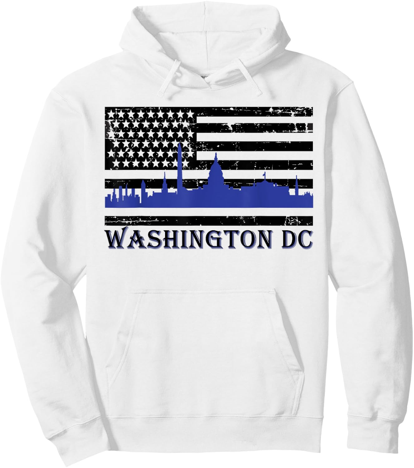 Washington DC Thin Blue Line Police Law Enforcement Support Hoodie - Hoodie | White