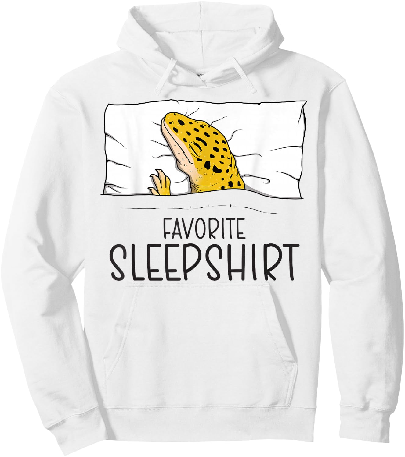 Favorite Sleepshirt Lizard, Napping Leopard Gecko Pajama Hoodie - Hoodie | White