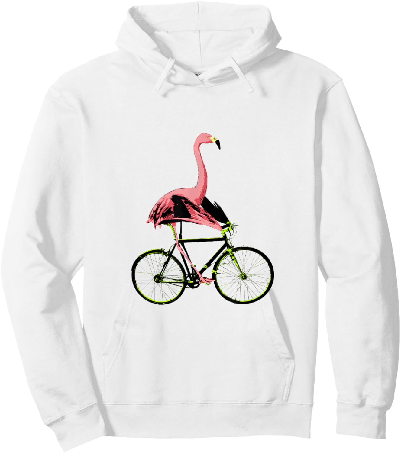 Flamingo on a Bicycle, Funny Cycling Item for a Cyclist Hoodie - Hoodie | White
