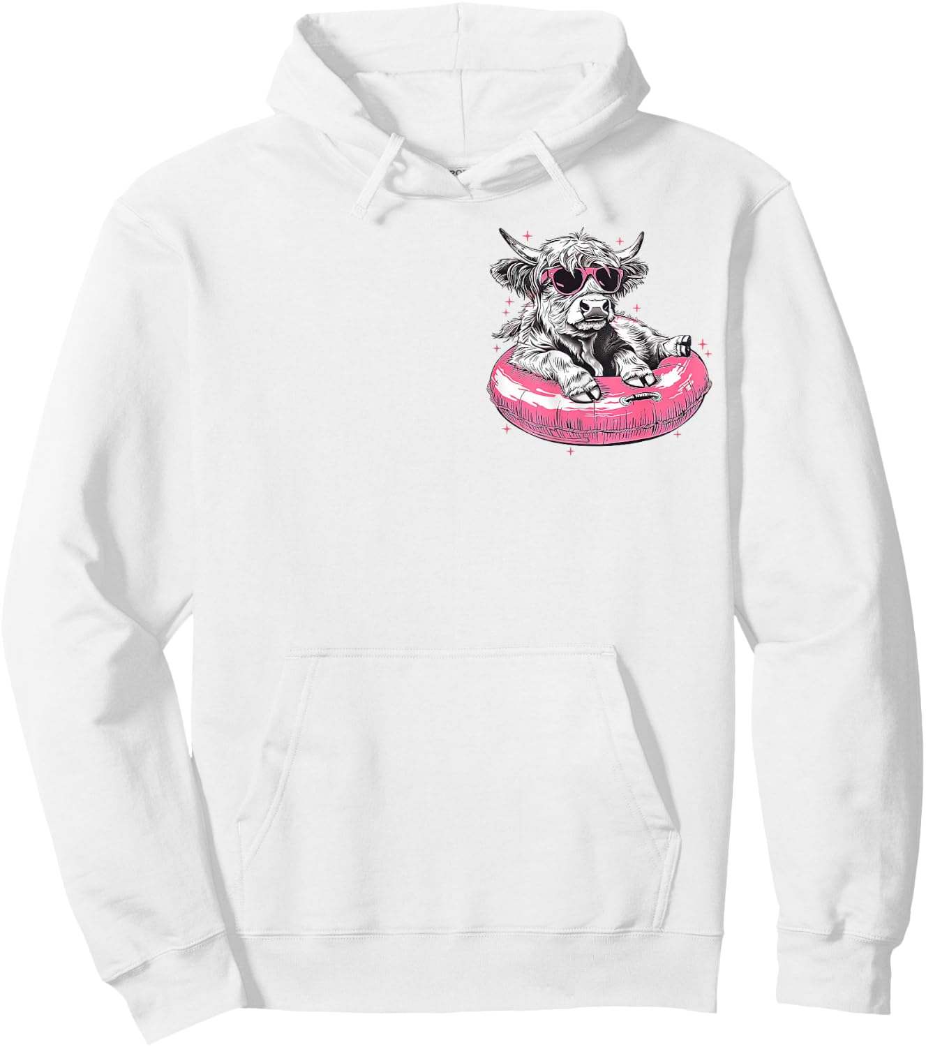 (2Sides Front+Back) Summer Vibes Highland Cow Hoodie - Hoodie | White