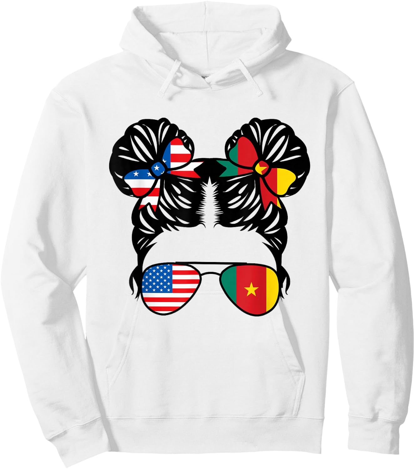 Half American Cameroonian Girl USA Cameroon Flag Patriot Hoodie - Hoodie | White