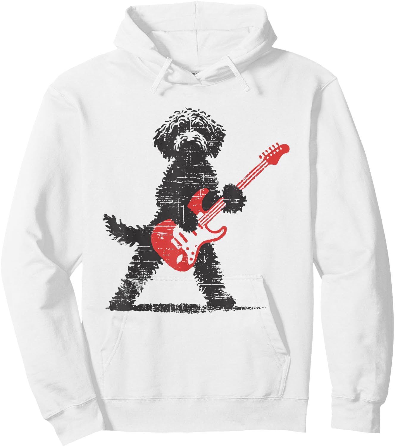 Funny Rock Goldendoodle Dog Playing Guitar Music Lover Dog Hoodie - Hoodie | White