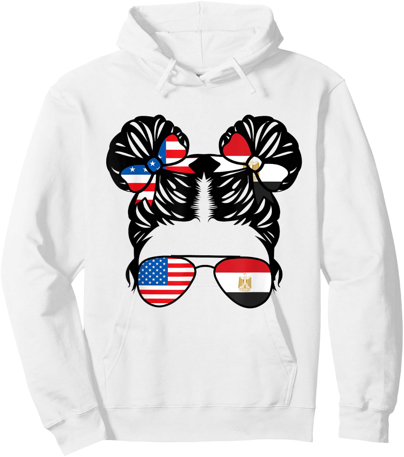 Half American Half Egyptian Girl USA Egypt Flag Patriot Hoodie - Hoodie | White