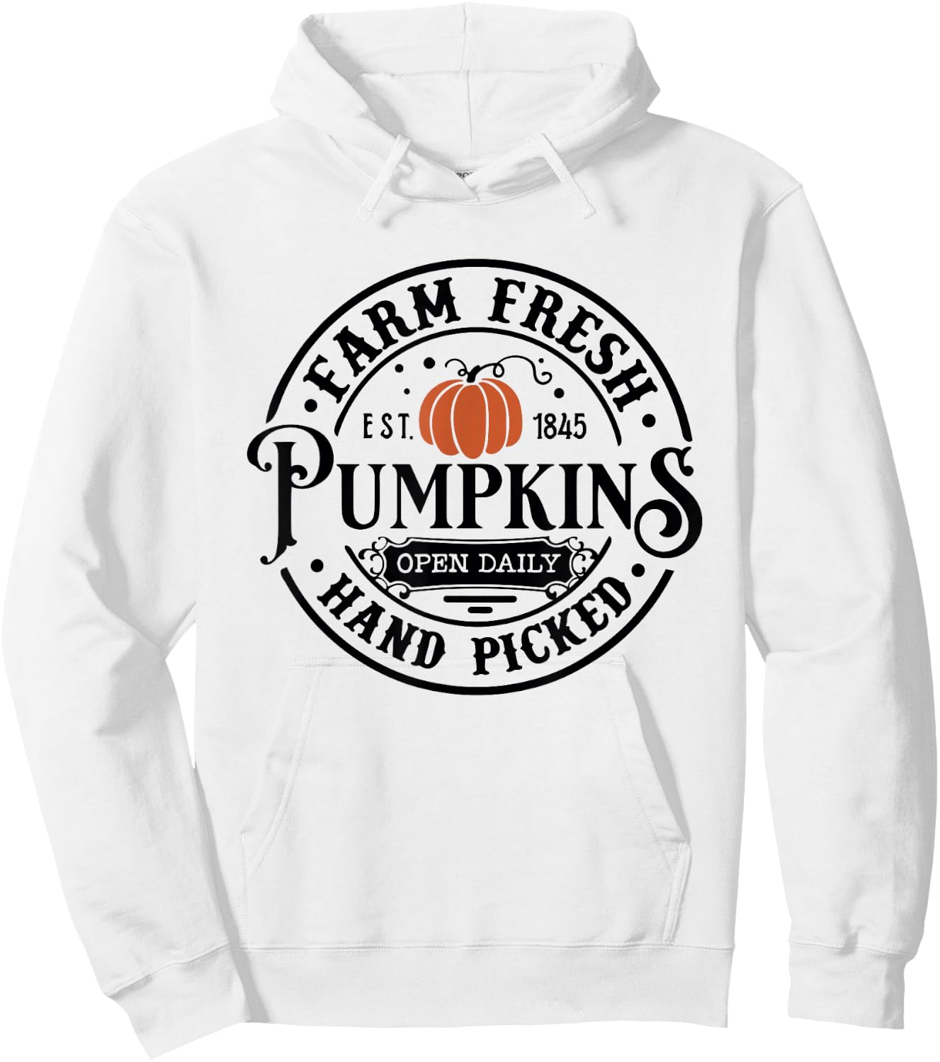 Farm Fresh Pumpkin Hand Picked Halloween Fall Thanksgiving Hoodie - Hoodie | White
