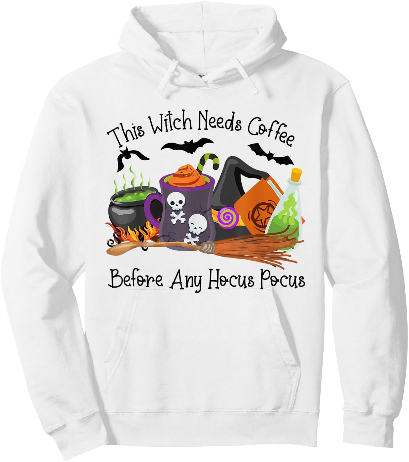 This Witch Needs Coffee Before Any Hocus Pocus Halloween Hoodie - Hoodie | White